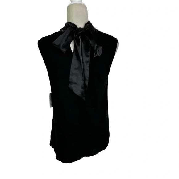 Generation Love Beaded Nicky Linen Turtleneck Bow Tie Back Top Black Size L NWT - Picture 7 of 15
